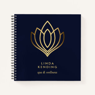 Gold Lotus Logo   Blue   Personalised Monogram Notebook