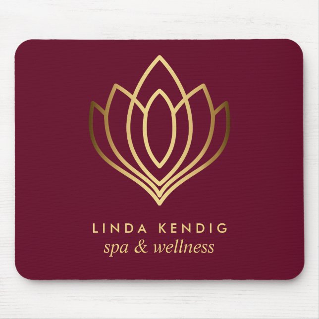 Gold lotus logo Ruby | Personalised add your name Mouse Mat (Front)
