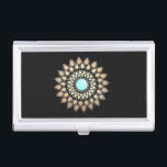 Gold Lotus Mandala Logo Massage Therapy and Yoga Business Card Holder<br><div class="desc">Chic and elegant with a contemporary touch. Beautiful faux gold lotus flower mandala inspired rosette decoration. Turquoise centre. Also ideal for beauty salons,  spas,  cosmetologists,  jewellery designers,  personal assistants,  dancers,  boutiques,  interior designers,  hair and fashion stylists and more.</div>