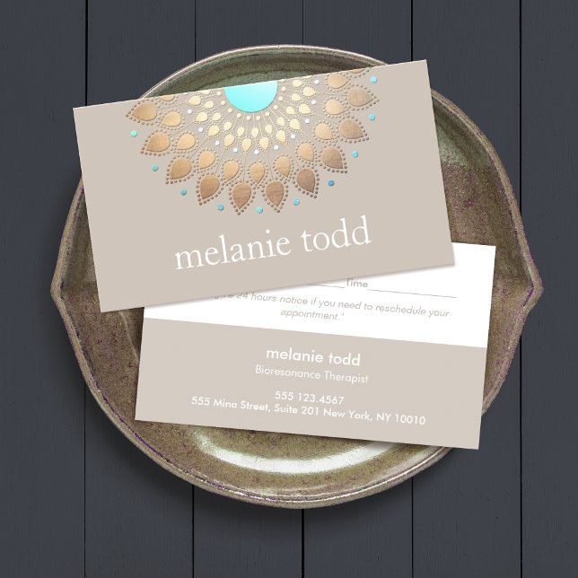 Gold  Lotus Mandala Natural Health Appointment Card (Creator Uploaded)