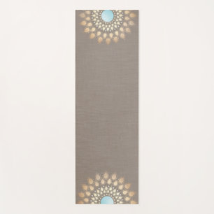 Gold Lotus Mandala Taupe Yoga Mat