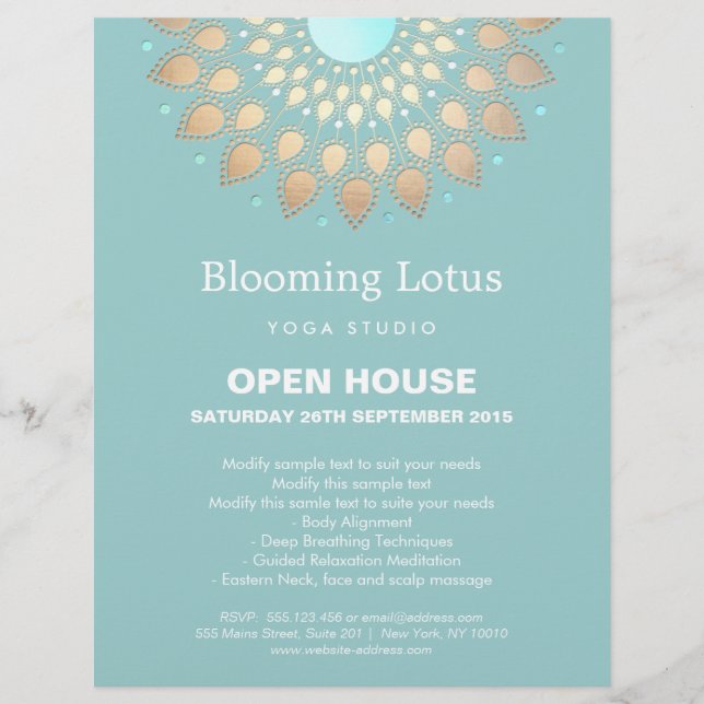 Gold Lotus Mandala Yoga Flyer (Front)