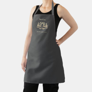 Gold Lotus Spa Beauty Salon Employee Staff Grey Apron