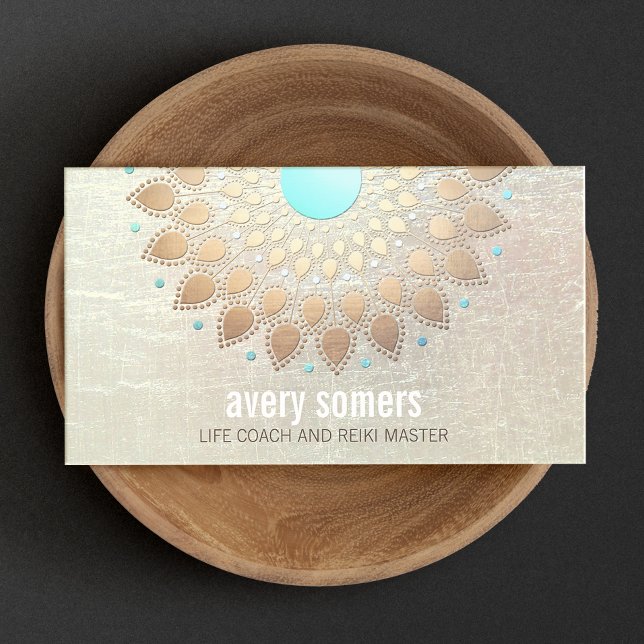 Gold Lotus Yoga and Meditation Teacher Health Spa Business Card (Creator Uploaded)