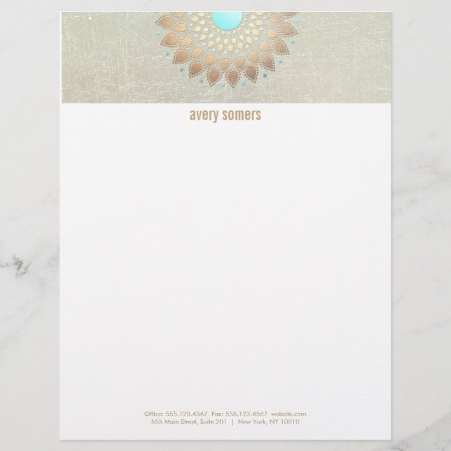 Gold Lotus Yoga and Meditation Teacher Health Spa Letterhead Design (Front)