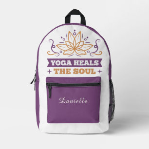 Gold Lotus & “Yoga Heals The Soul” Quote Customise Printed Backpack