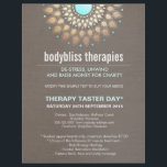 Gold Lotus Yoga Holistic Health Therapist Flyer<br><div class="desc">Mandala inspired faux gold leaf rosette medallion is perfectly accented by shimmery beige toned foil digital image background. Turquoise blue centre. Soft beige faux linen texture backside.*Please note that gold foil ,  brushed and linen surfaces are digital images - not the real thing.</div>