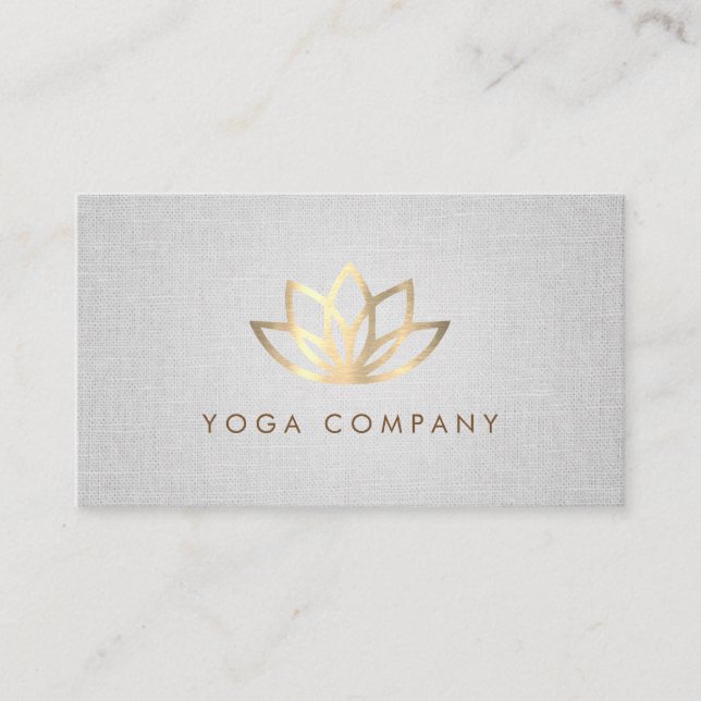 Gold Lotus Yoga Instructor Grey Business Card (Front)