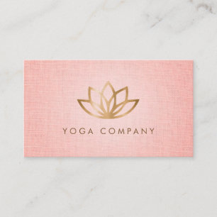 Gold Lotus Yoga Instructor Pink Business Card