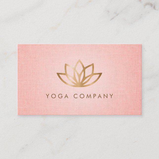 Gold Lotus Yoga Instructor Pink Business Card (Front)