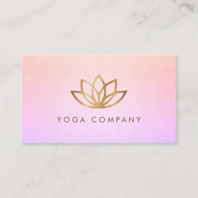 Gold Lotus Yoga Instructor Purple Business Card (Front)