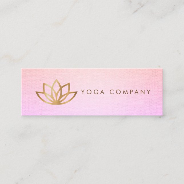 Gold Lotus Yoga Pink Purple Mini Business Card (Front)
