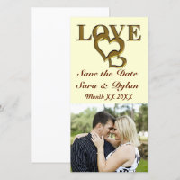 Gold Love and Hearts Save the Date Photocard