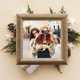 Gold Love Brush Script Overlay Couple Photo Memory Foil Prints