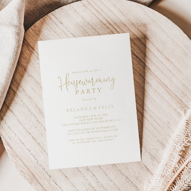 Gold Love Fancy Script Housewarming Party   Invitation (Creator Uploaded)
