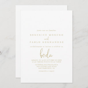 Gold Love Fancy Script Spanish Wedding   Invitation