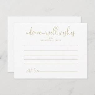 Gold Love Fancy Script Wedding Advice Card