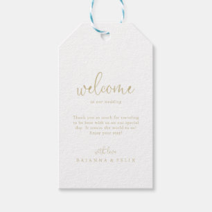 Gold Love Fancy Script Wedding Welcome   Gift Tags