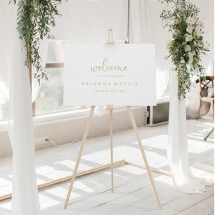 Gold Love Fancy Script Wedding Welcome Sign