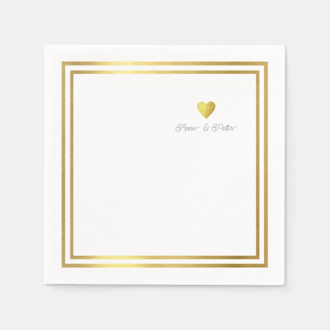 Gold Love Heart Custom Napkins (Front)