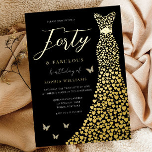 Gold Love Heart Dress Black 40th Birthday Party