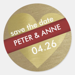 gold love heart wedding  classic round sticker
