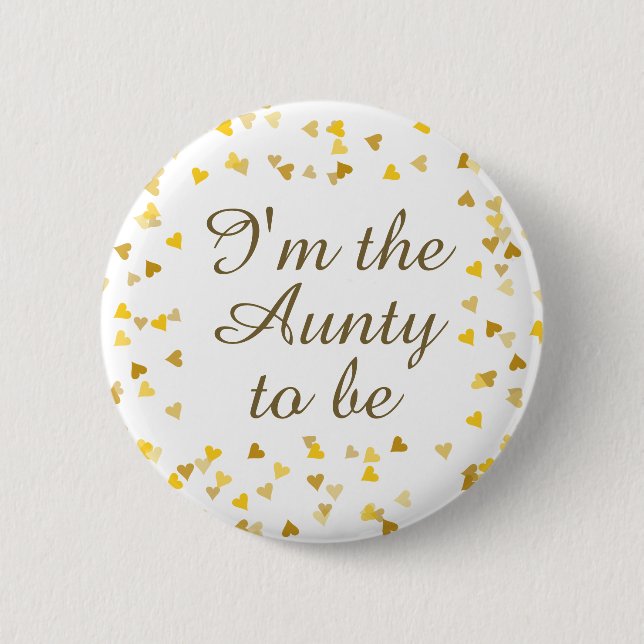 Gold Love Hearts Baby Shower / Sprinkle / Couples 6 Cm Round Badge (Front)