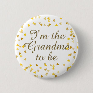 Gold Love Hearts Baby Shower / Sprinkle / Couples 6 Cm Round Badge