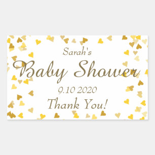 Gold Love Hearts Baby Shower / Sprinkle / Couples Rectangular Sticker