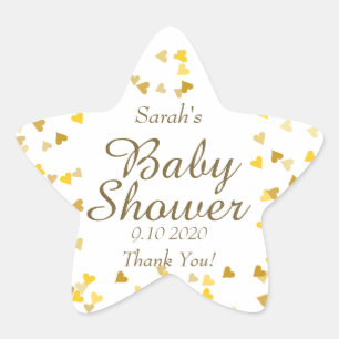 Gold Love Hearts Baby Shower / Sprinkle / Couples Star Sticker