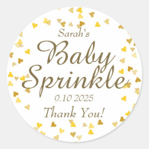 Gold Love Hearts Baby Sprinkle / Shower / Couples Classic Round Sticker