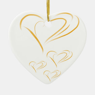 Gold Love Hearts Ceramic Tree Decoration