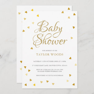 Gold Love Hearts Confetti Baby Shower / Sprinkle Invitation