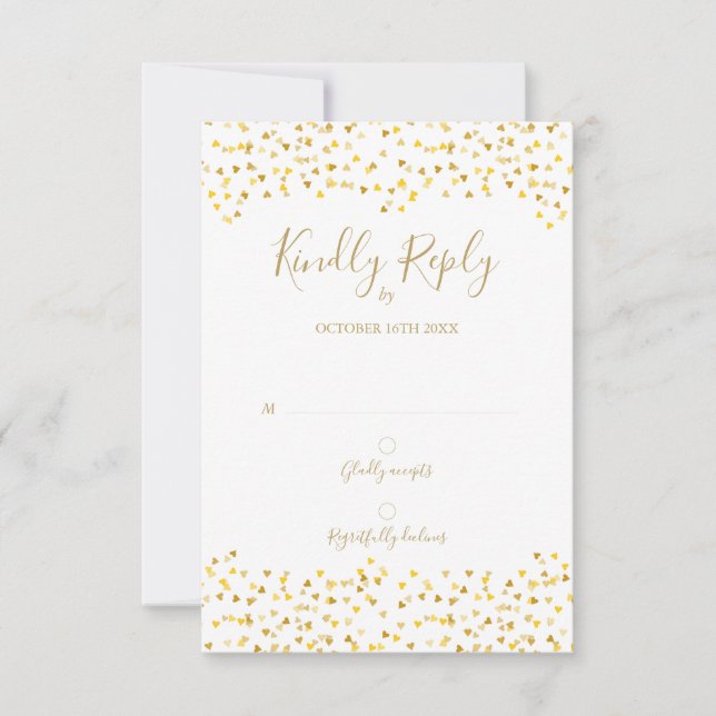 Gold Love Hearts Confetti Signature RSVP (Front)