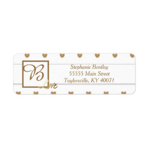 Gold Love Hearts Wedding Return Address Label