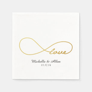 Gold Love Infinity Wedding Paper Napkins Set