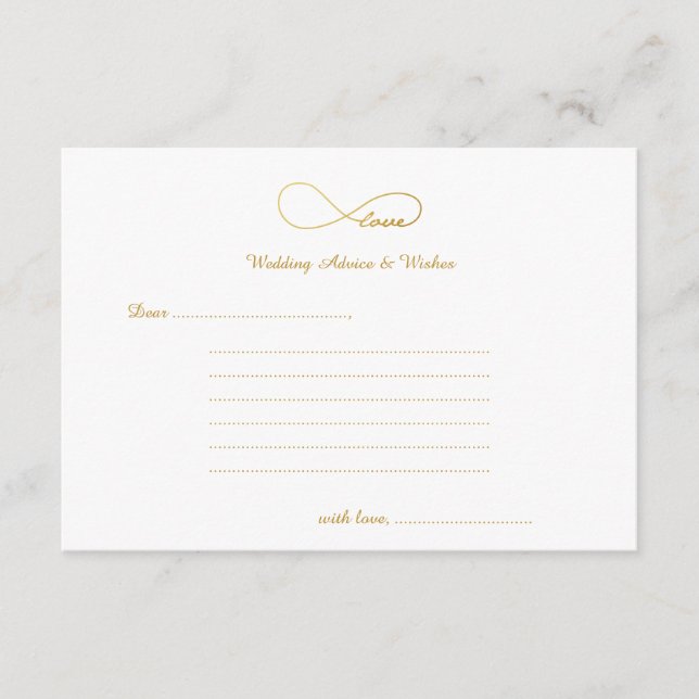 Gold Love Infinity Wedding Wishes & Advice Cards (Front)