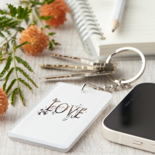 Gold Love Key Ring (Front Right)