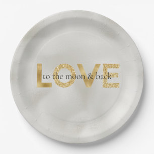 Gold Love Moon and Back Paper Plate
