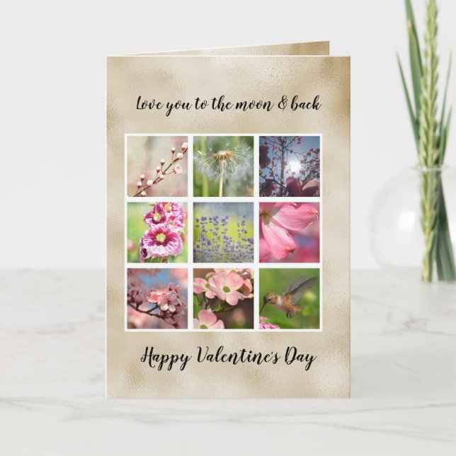 Gold Love Personalised Photo Collage Card (Front)