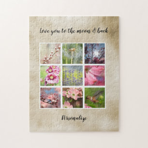 Gold Love Personalised Photo Collage Jigsaw Puzzle