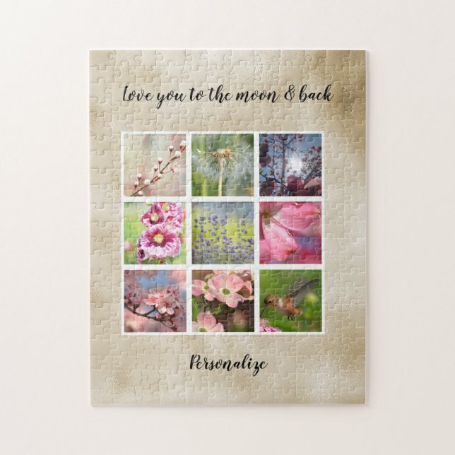 Gold Love Personalised Photo Collage Jigsaw Puzzle (Vertical)