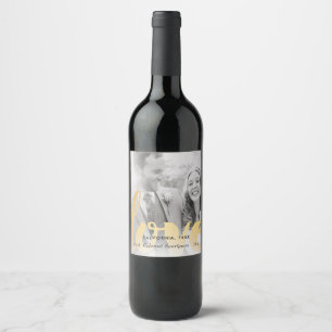 Gold Love Photo Wedding or Anniversary Wine Label