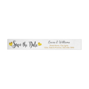 Gold Love Save the Date Heart Shapes Wraparound Address Label