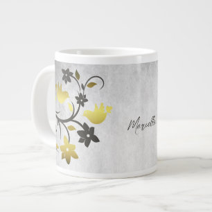 Gold Lovebirds Personalised Giant Coffee Mug
