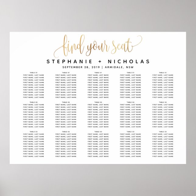 Gold Lovely Script Typography Wedding Poster (Front)