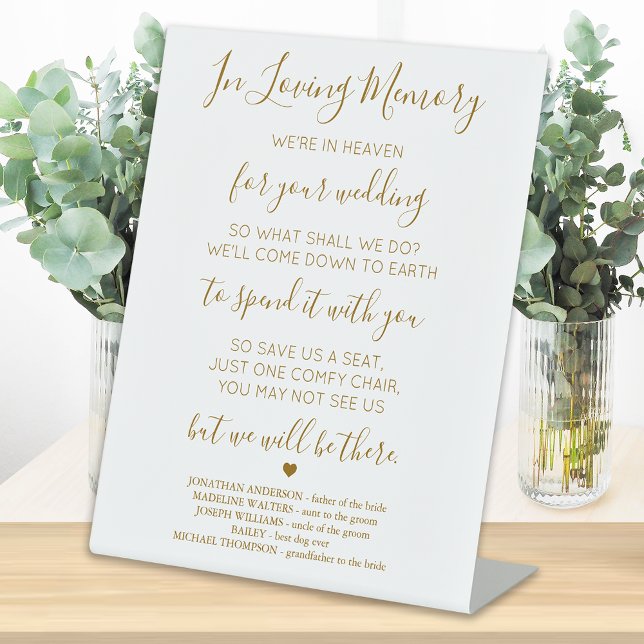 Gold Loving Memory Heaven Poem Wedding Memorial  Pedestal Sign (Creator Uploaded)