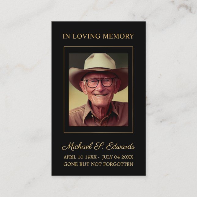 Gold Loving Memory Sympathy Funeral Thank You Card (Front)