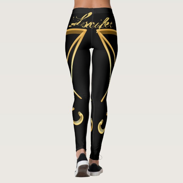Gold Luciferian Sigil of Lucifer Pagan Leggings (Back)