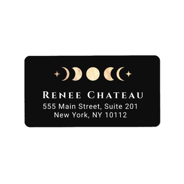 Gold Lunar Moon Phases Energy Healer Label (Front)